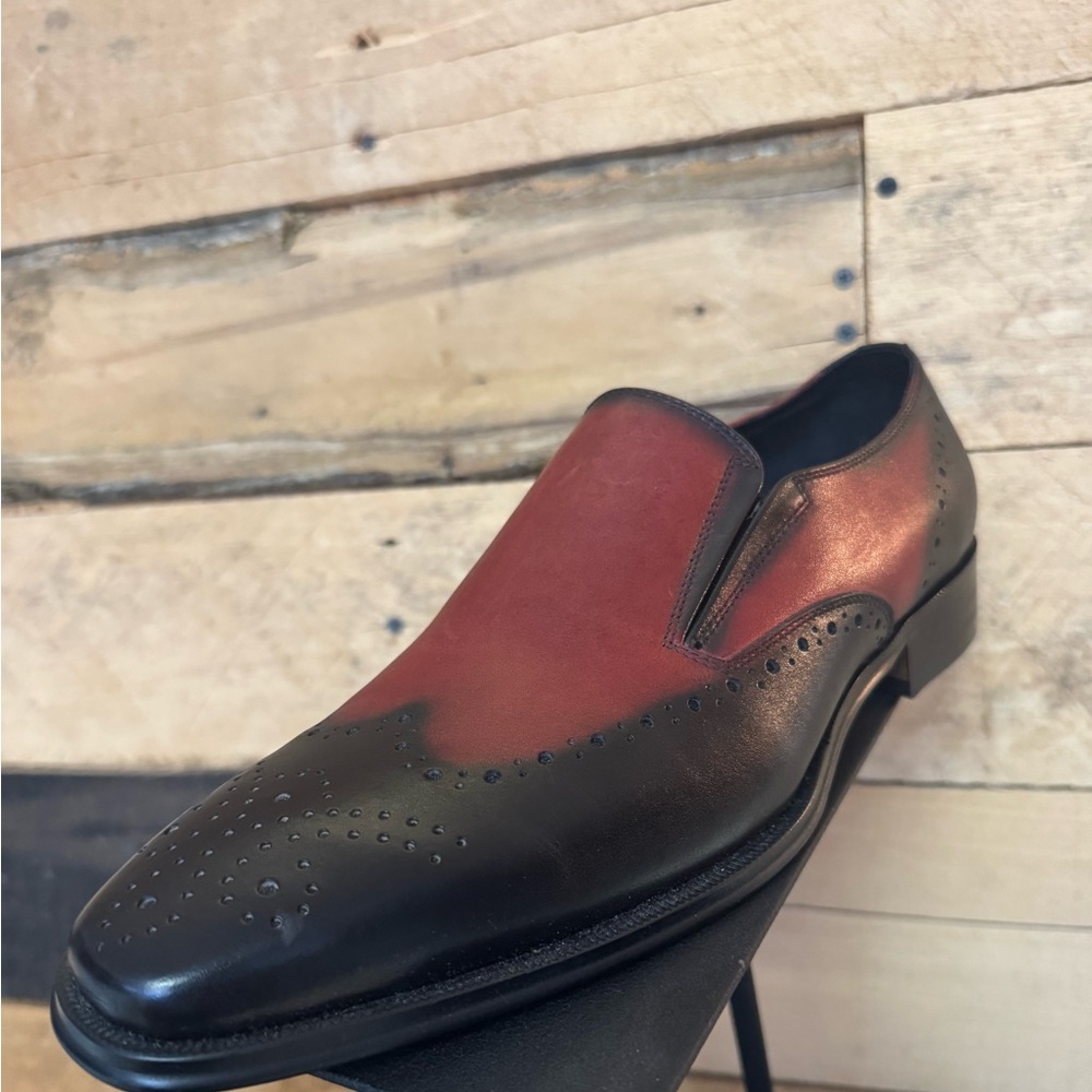 Carrucci Black and Red Men's Slip-On Shoes